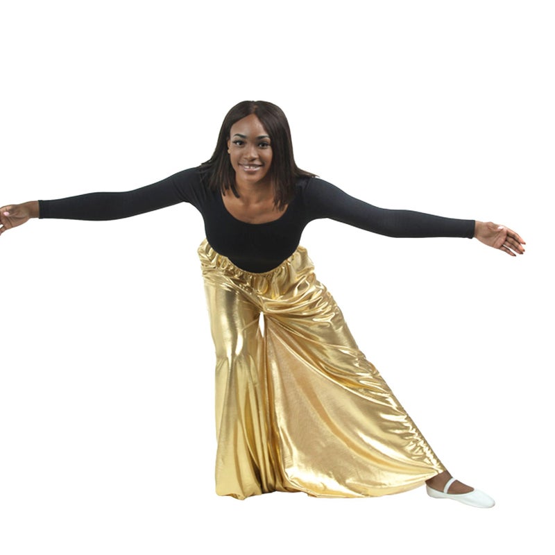 Danzcue Womens Celebration of Spirit Palazzo Pants, Gold, Medium - Image 5